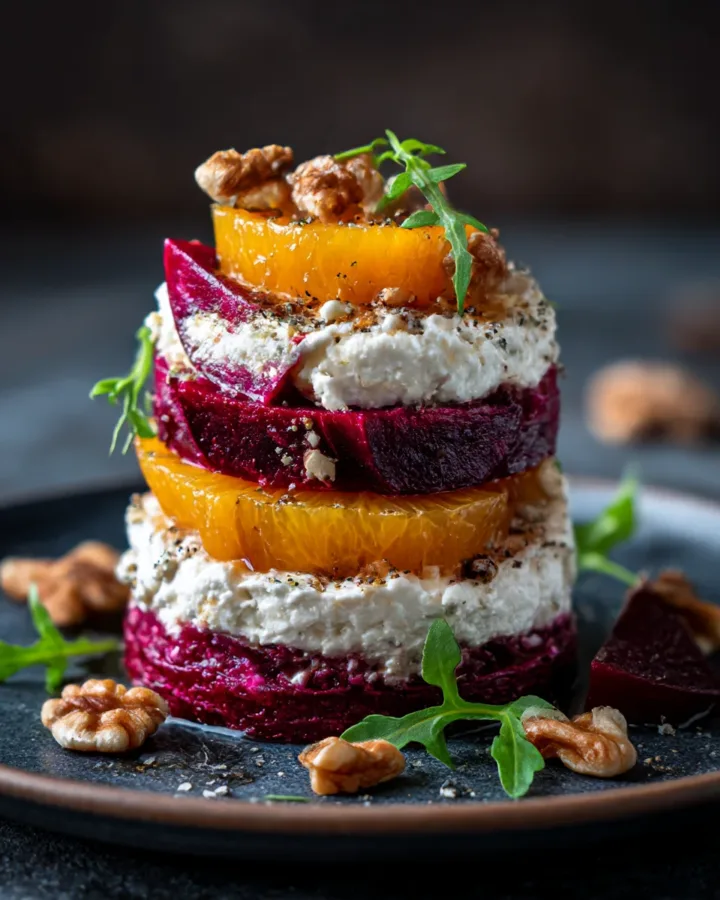 Beet Orange Goat Cheese Stack