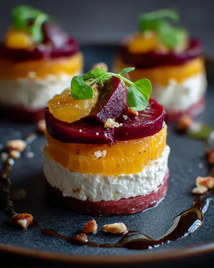 Beet Orange Goat Cheese Stack