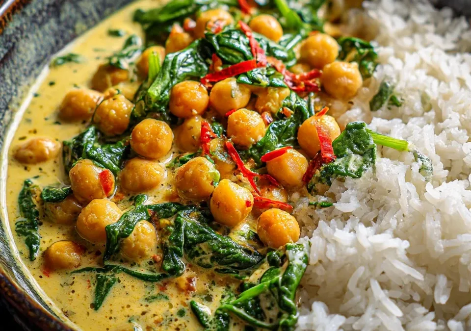 Chickpea Curry with Spinach and Coconut Milk