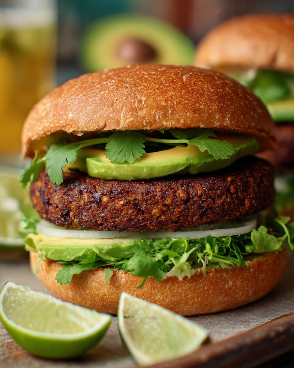 Chipotle Black Bean Burgers with Avocado Lime