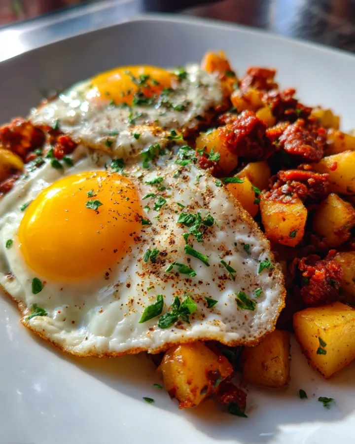 Chorizo and Potato Hash with Fried Eggs