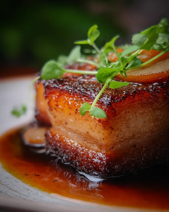 Crispy Skin Pork Belly with Apple Cider Jus