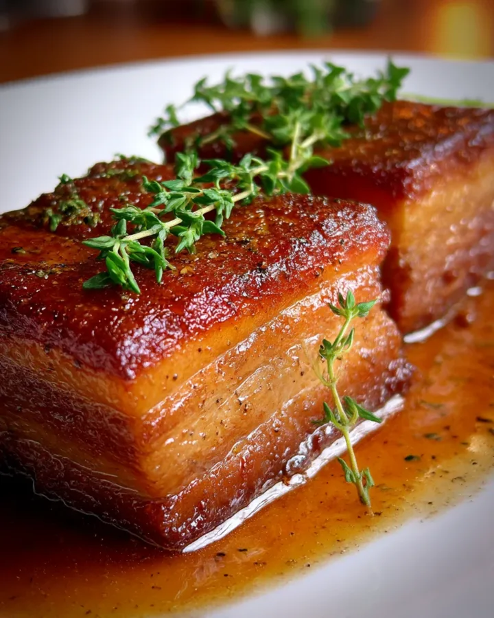 Crispy Skin Pork Belly with Apple Cider Jus
