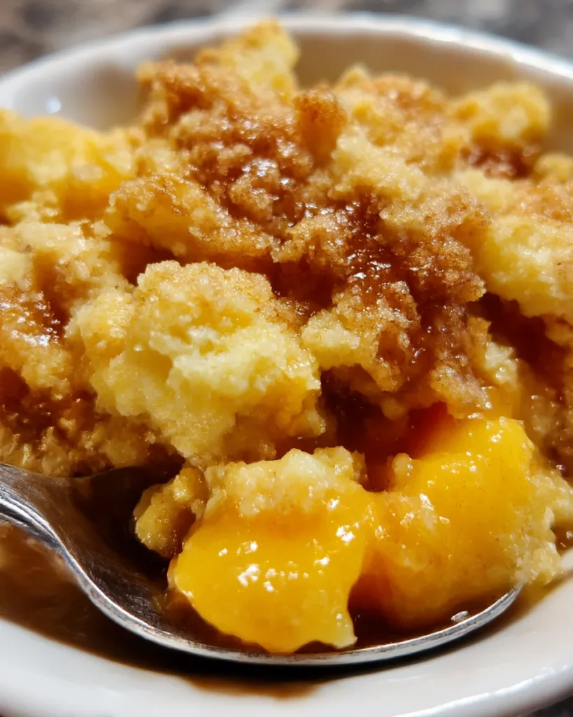 Crockpot Peach Cobbler Dump Cake