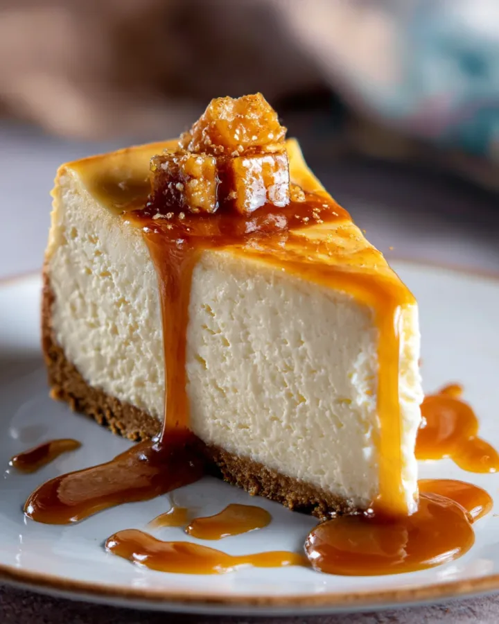 Eggnog Cheesecake with Rum Caramel Sauce