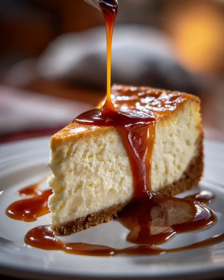 Eggnog Cheesecake with Rum Caramel Sauce