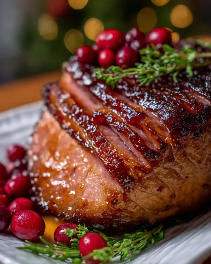 Festive Cranberry Glazed Ham
