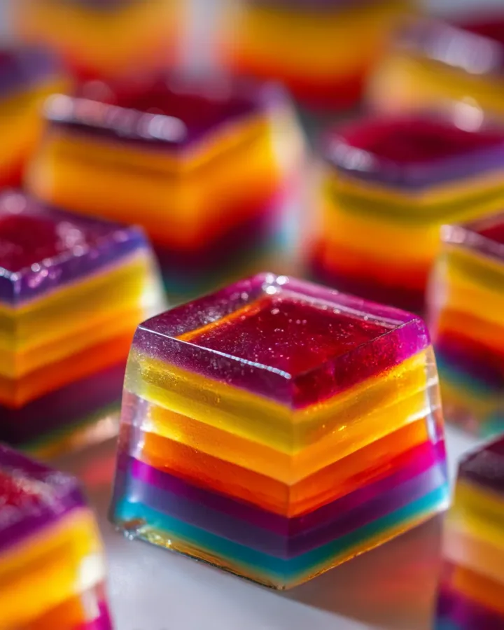 Festive Rainbow Layered Jello Shots for Parties