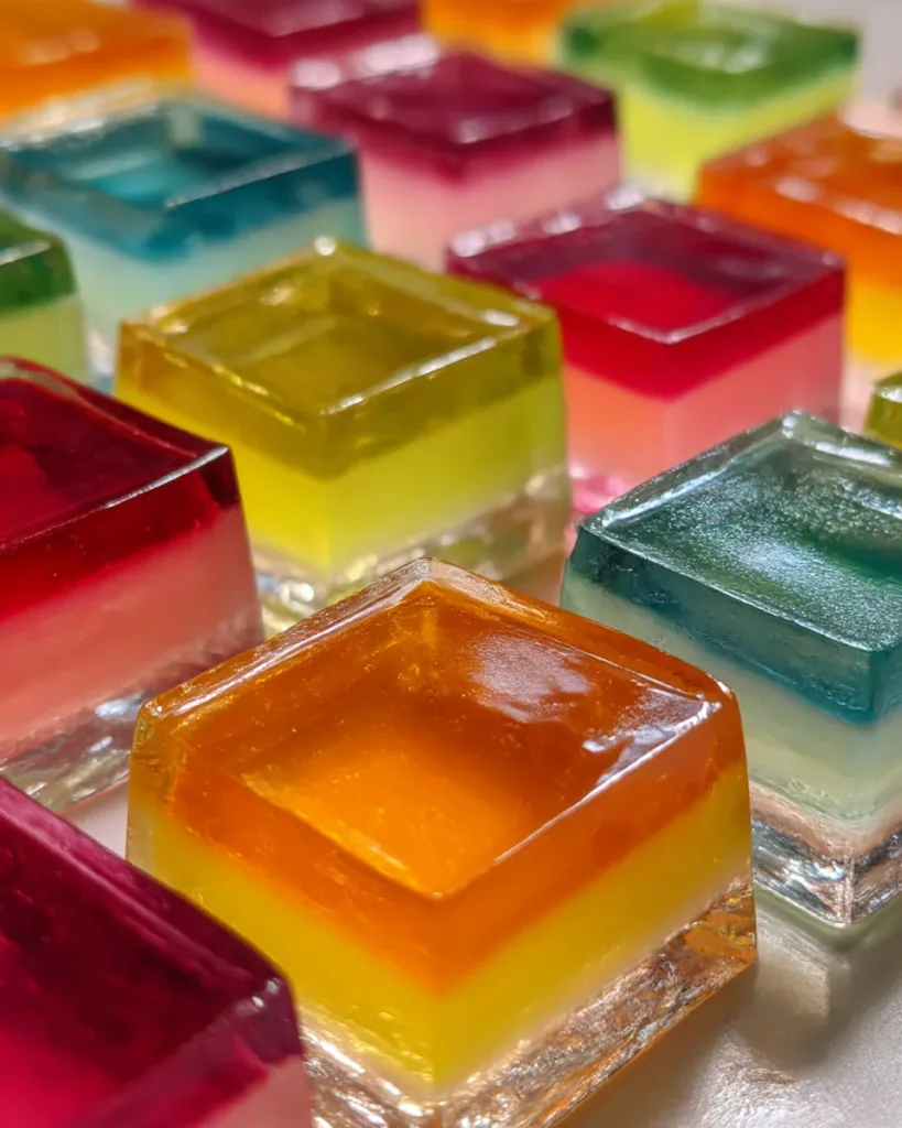 Festive Rainbow Layered Jello Shots for Parties