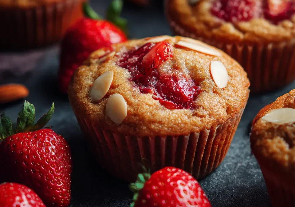 Gluten-Free Almond Flour Strawberry Muffins