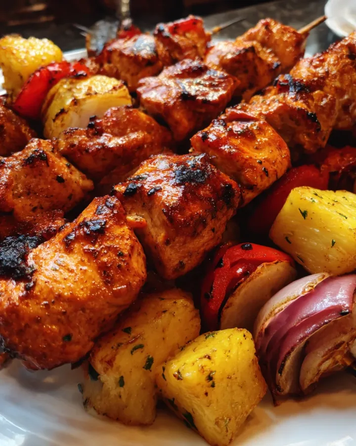 Grilled BBQ Chicken Kabobs with Pineapple