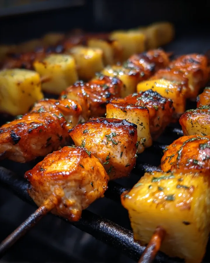 Grilled BBQ Chicken Kabobs with Pineapple