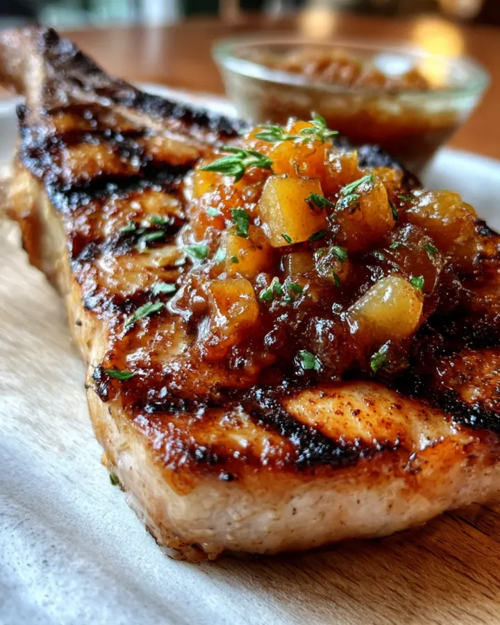 Grilled Pork Chops with Apple Chutney