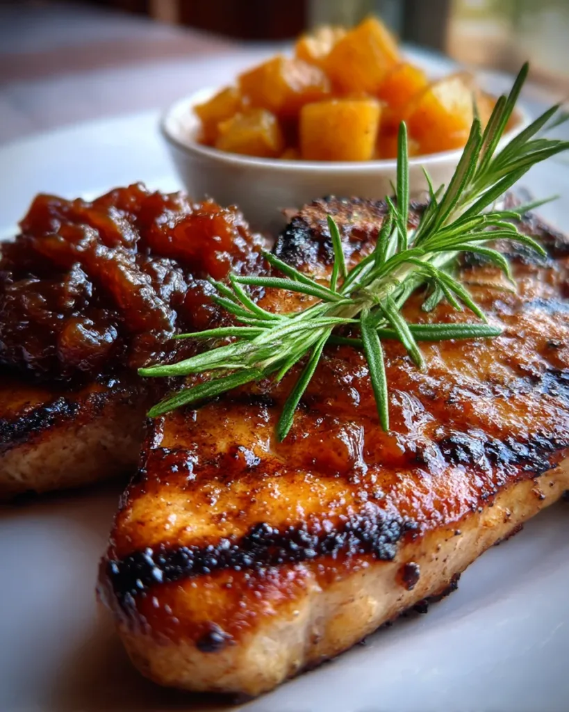 Grilled Pork Chops with Apple Chutney