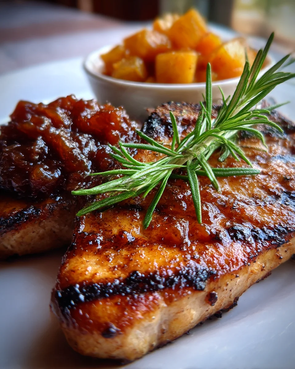 Grilled Pork Chops with Apple Chutney