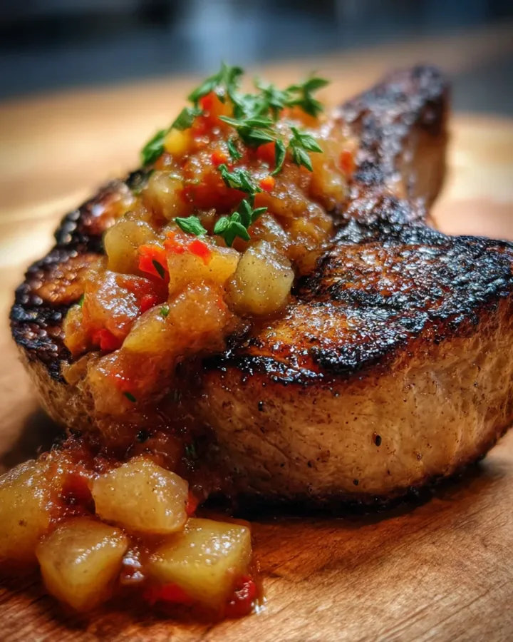 Grilled Pork Chops with Apple Chutney
