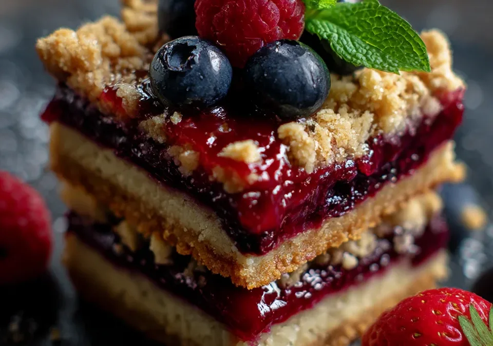 Healthy Greek Yogurt Berry Crumble Bars