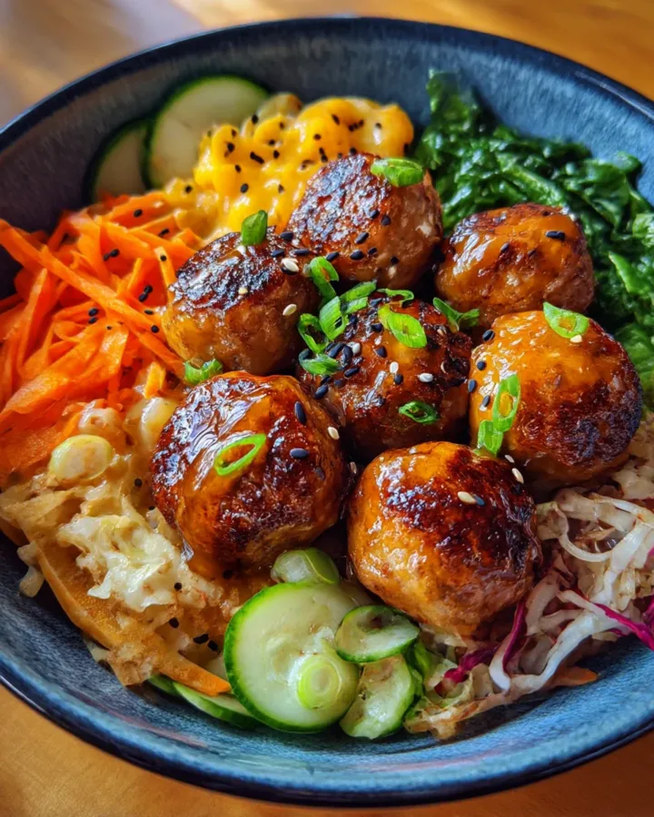 Hot Honey Chicken Meatball Bowl Recipe