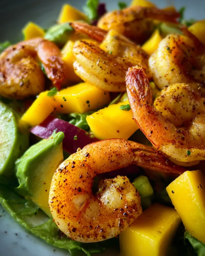 Jerk Spiced Shrimp and Mango Avocado Salad