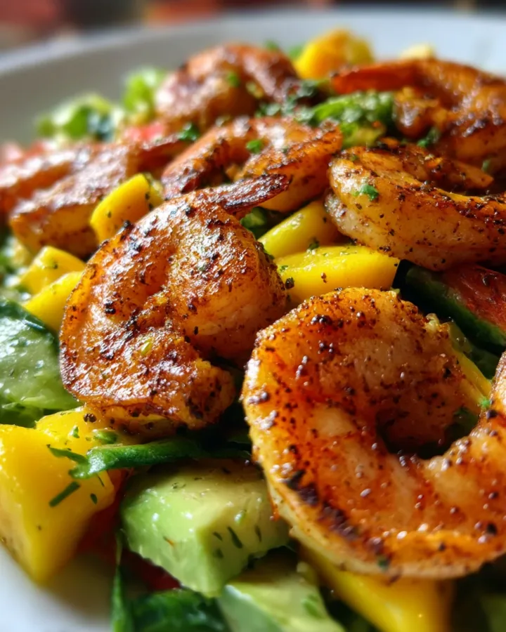 Jerk Spiced Shrimp and Mango Avocado Salad