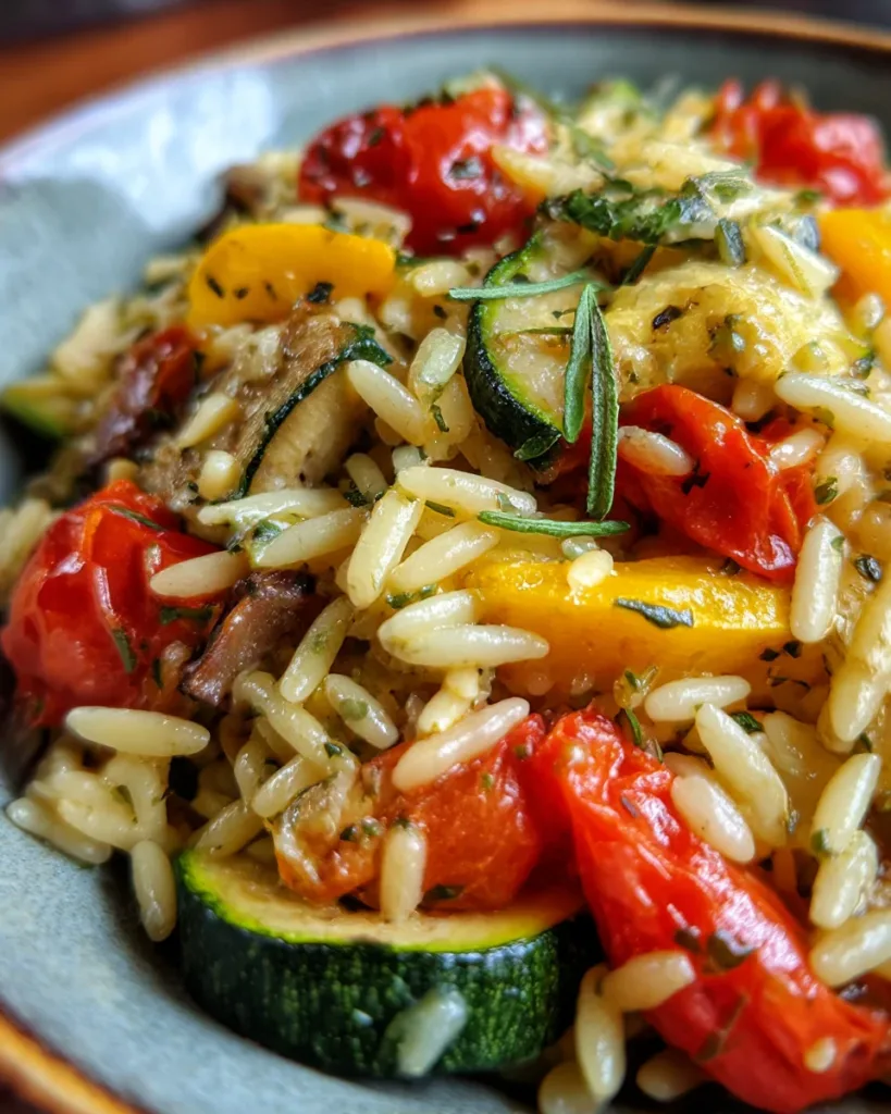 Lemon Herb Orzo Salad with Roasted Vegetables