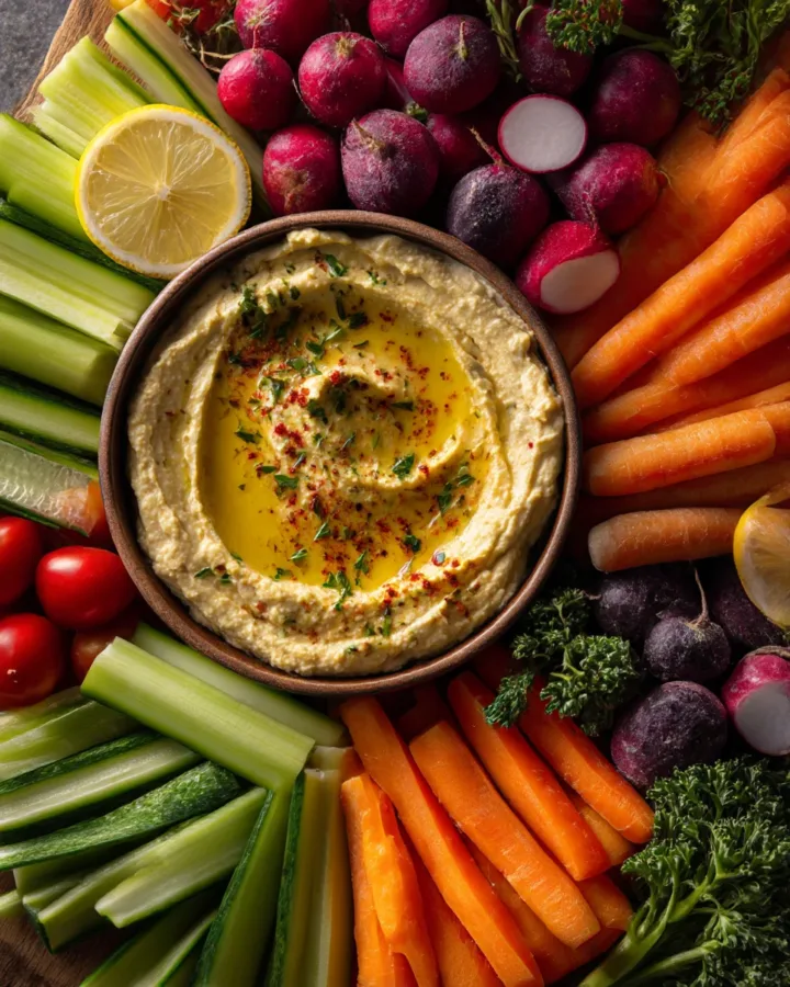Loaded Hummus Board with Veggie Dippers