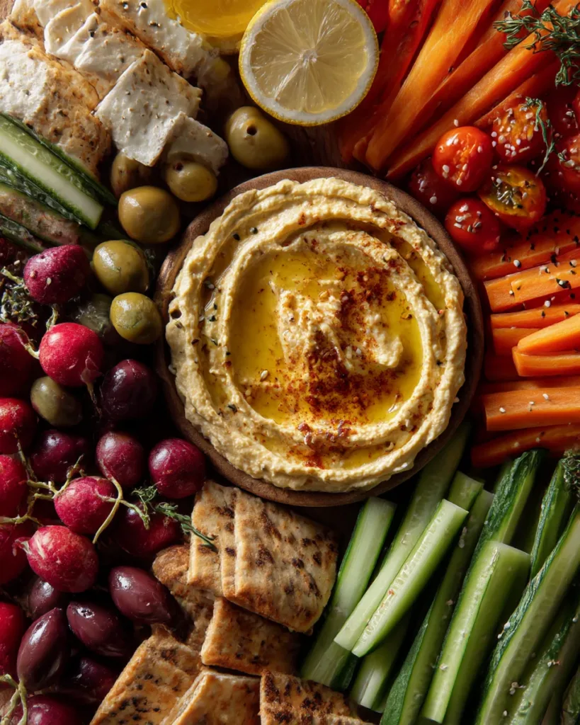 Loaded Hummus Board with Veggie Dippers