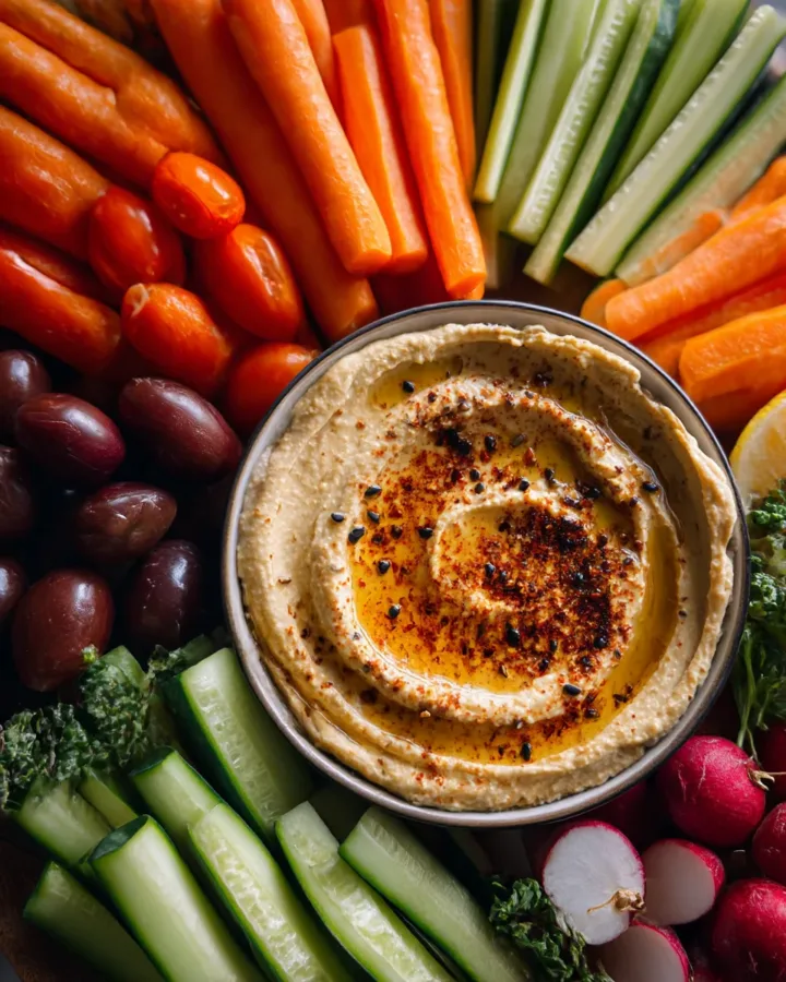 Loaded Hummus Board with Veggie Dippers