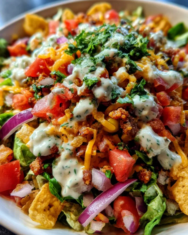 Loaded Taco Chopped Salad with Creamy Cilantro Lime