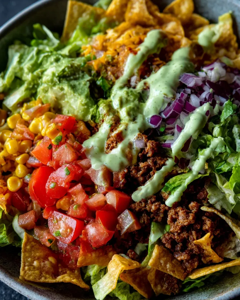 Loaded Taco Chopped Salad with Creamy Cilantro Lime