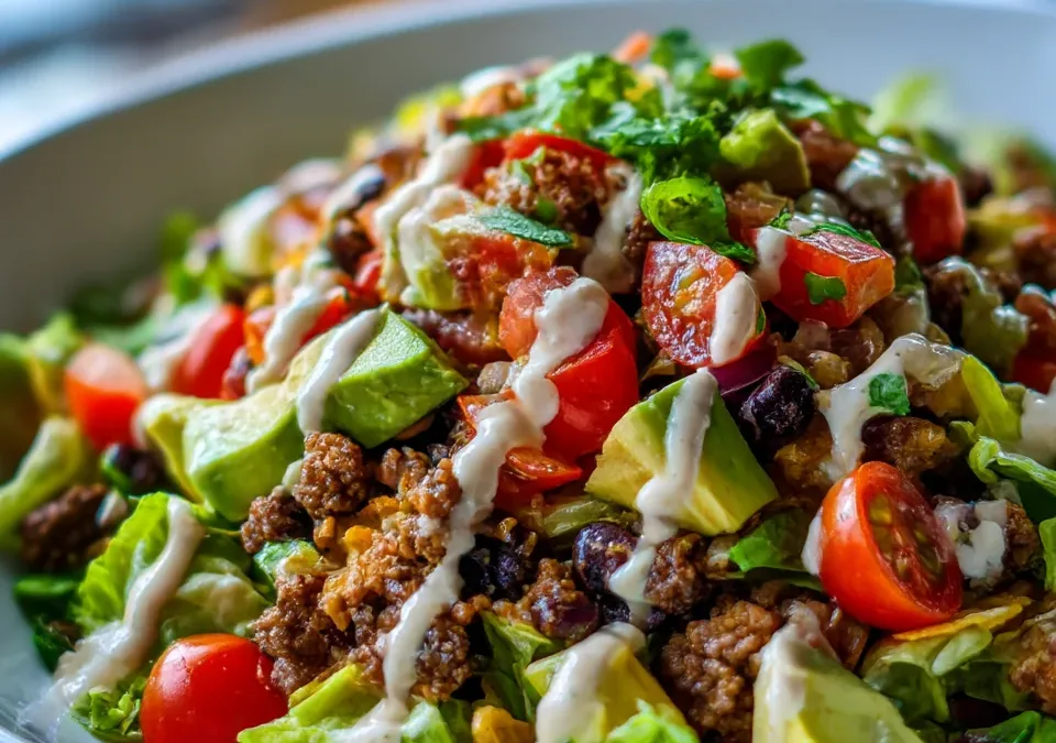 Loaded Taco Chopped Salad with Creamy Cilantro Lime