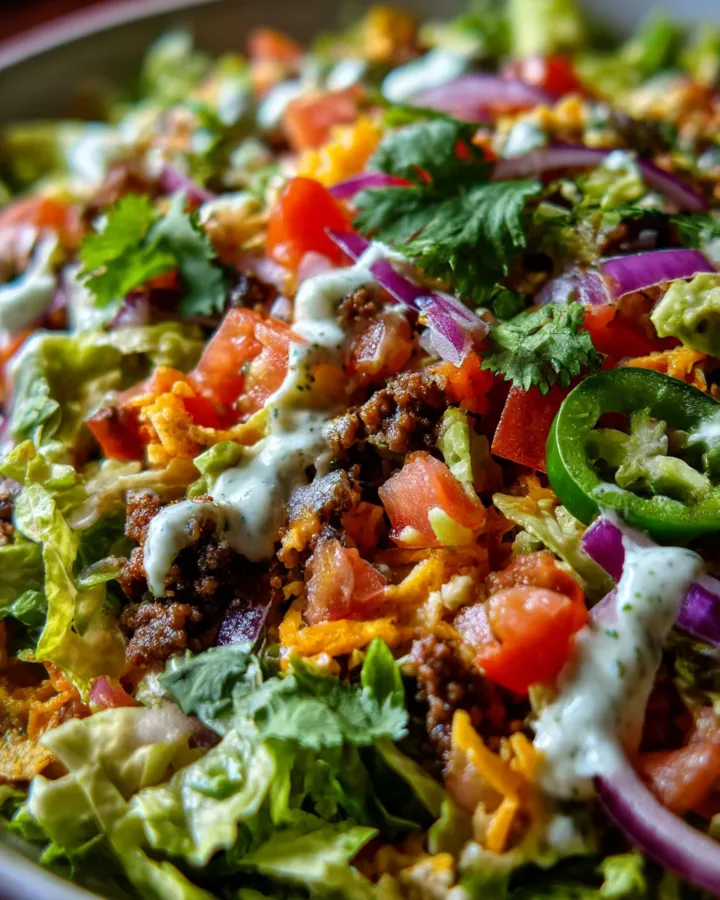 Loaded Taco Chopped Salad with Creamy Cilantro Lime
