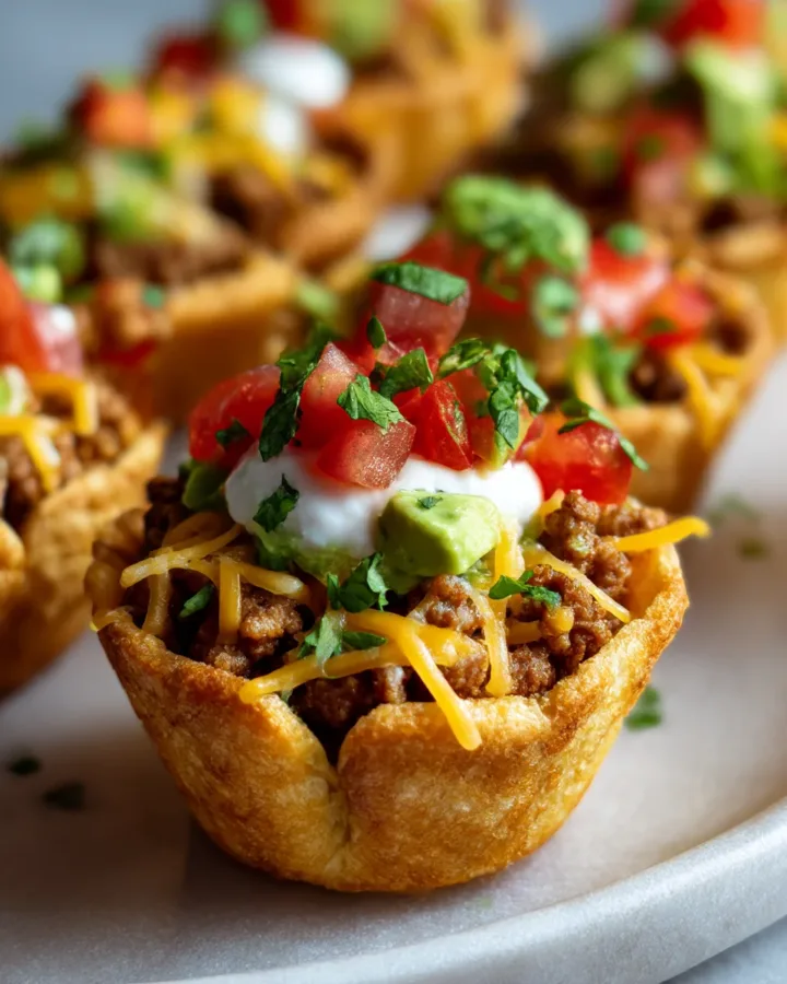 Mini Taco Cups with Ground Turkey