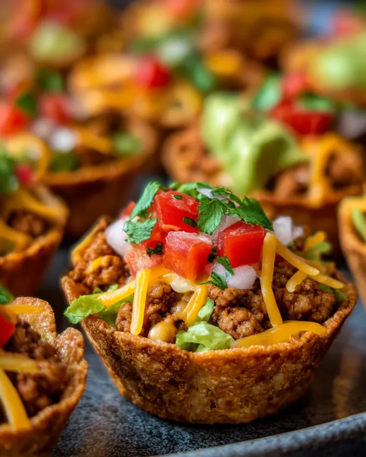 Mini Taco Cups with Ground Turkey