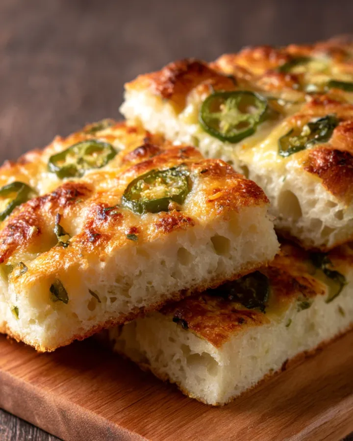 No-Knead Jalapeño Cheddar Focaccia