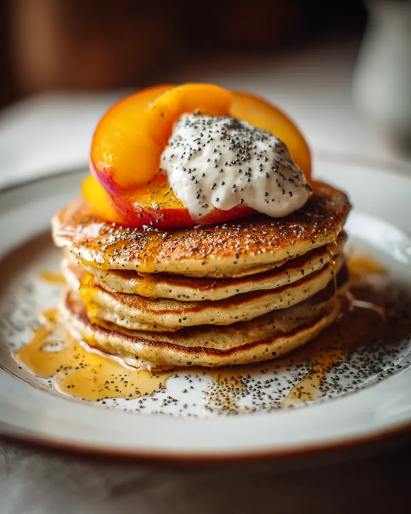 Peach & Poppyseed Sour Cream Pancakes