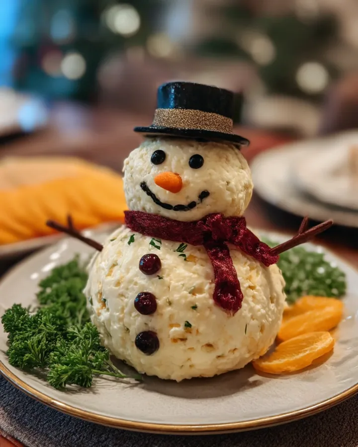 Snowman Cheese Ball Appetizer