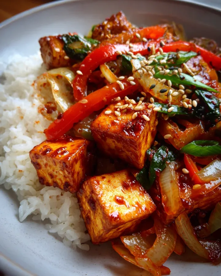 Spicy Korean Tofu Stir-Fry Bowl