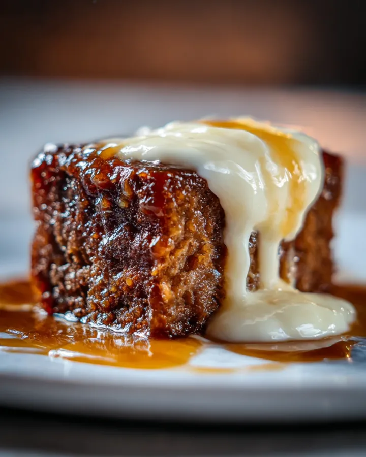 Sticky Toffee Date Cake with Vanilla Bean Cream