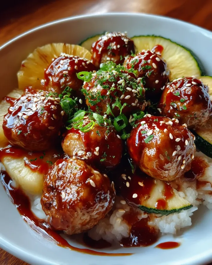 Teriyaki Pineapple Meatball Bowl
