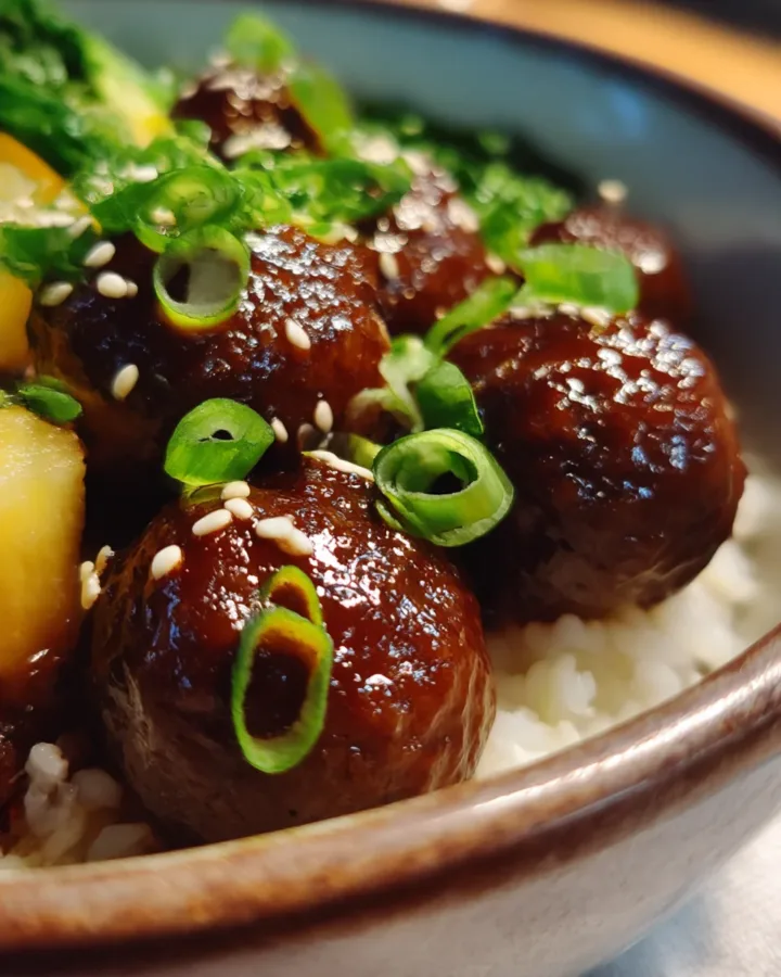 Teriyaki Pineapple Meatball Bowl Recipe