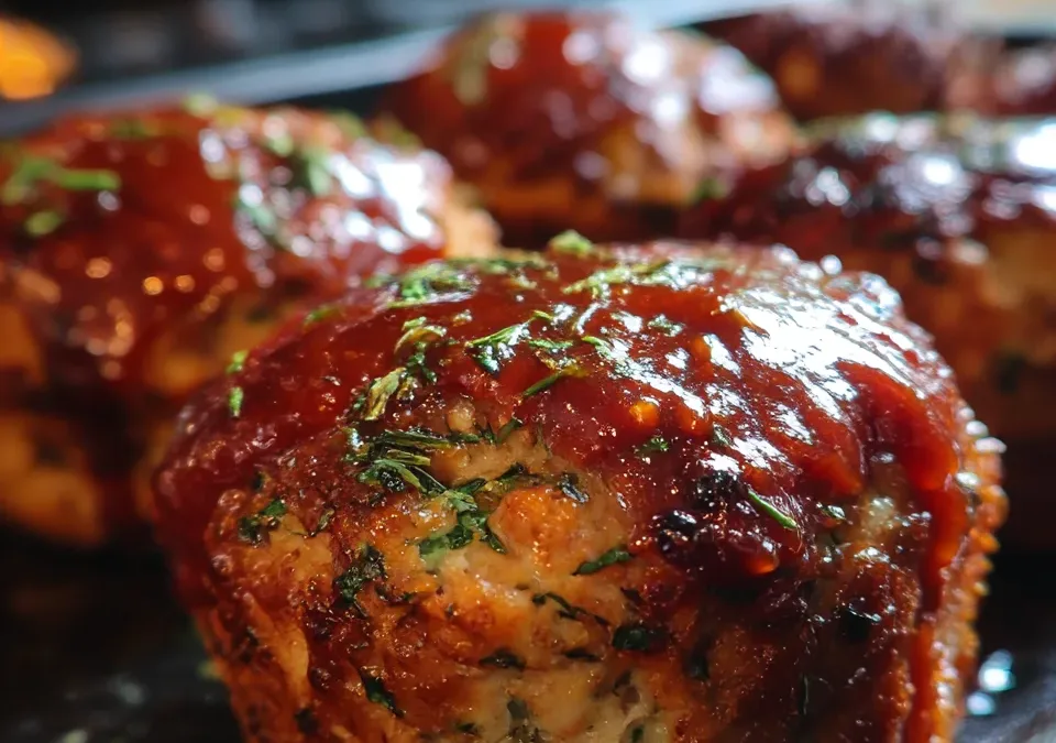 Turkey Meatloaf Muffins with BBQ Glaze