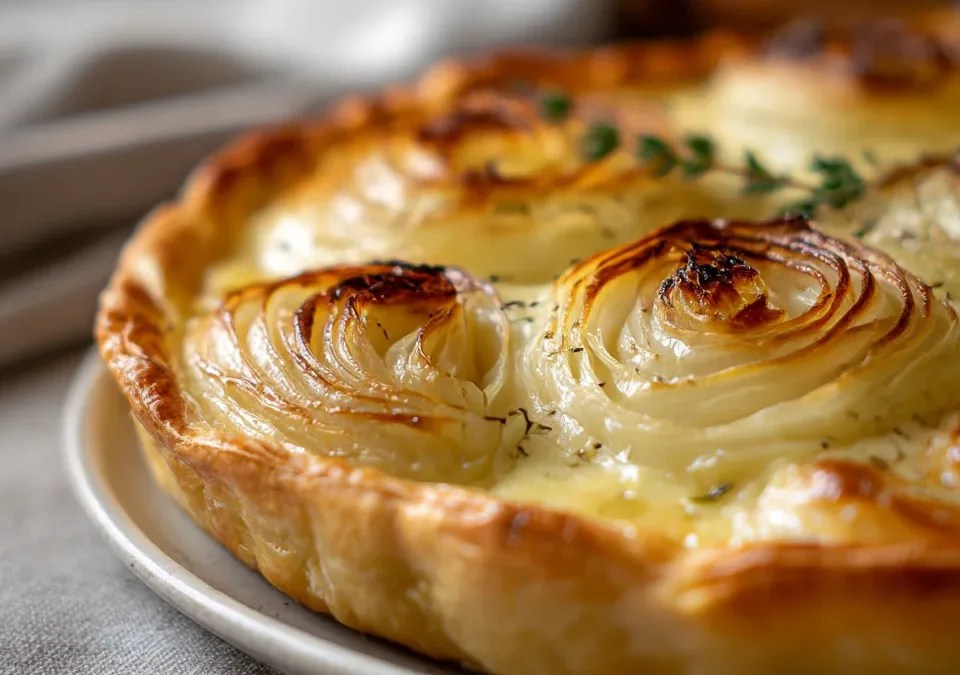 Upside Down Puff Pastry Onion Tart
