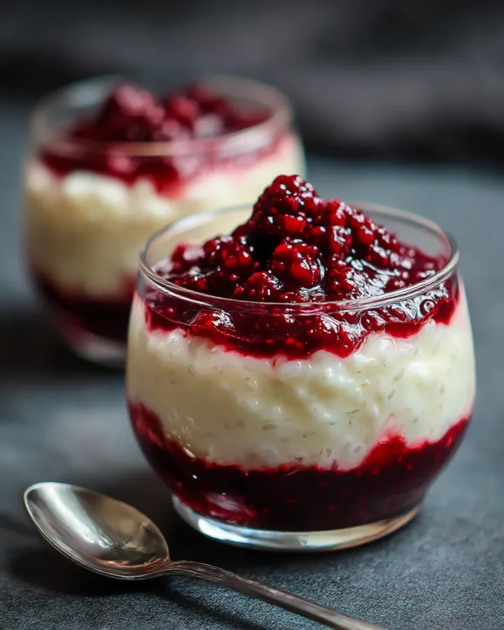 Vanilla Bean Rice Pudding with Berry Compote