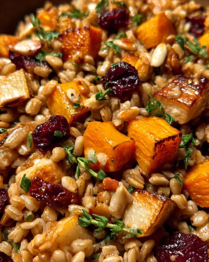 Warm Farro & Roasted Root Vegetable Salad