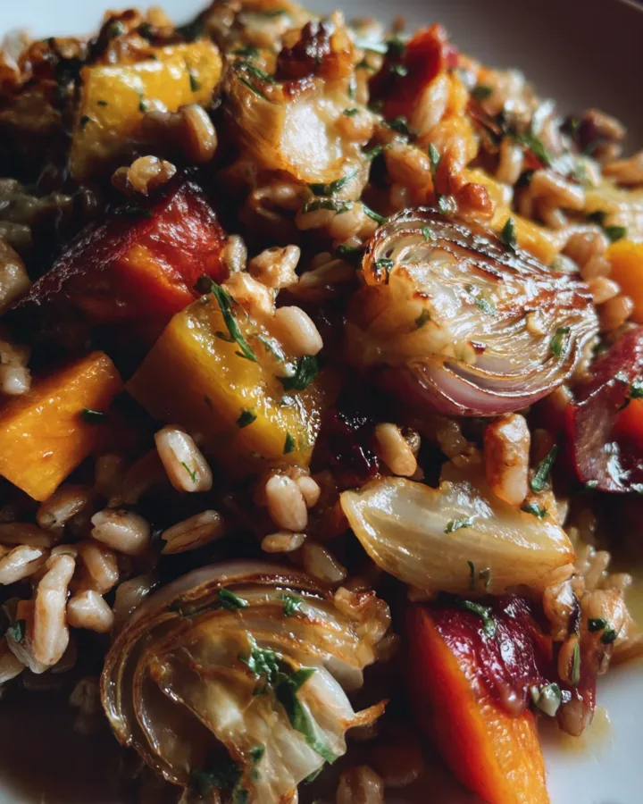 Warm Farro & Roasted Root Vegetable Salad