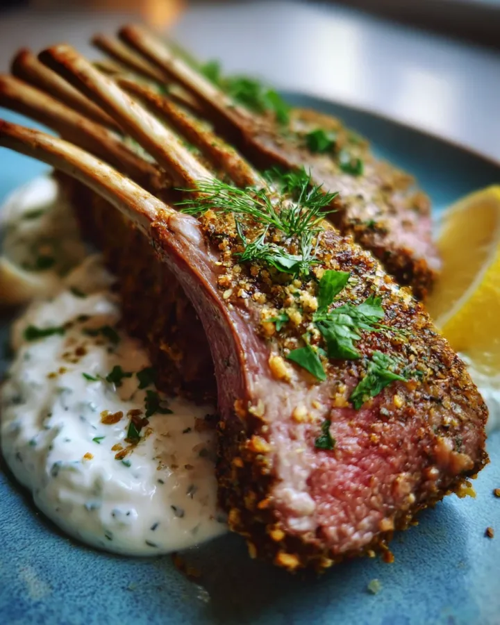 Zaatar-Crusted Rack of Lamb with Tzatziki