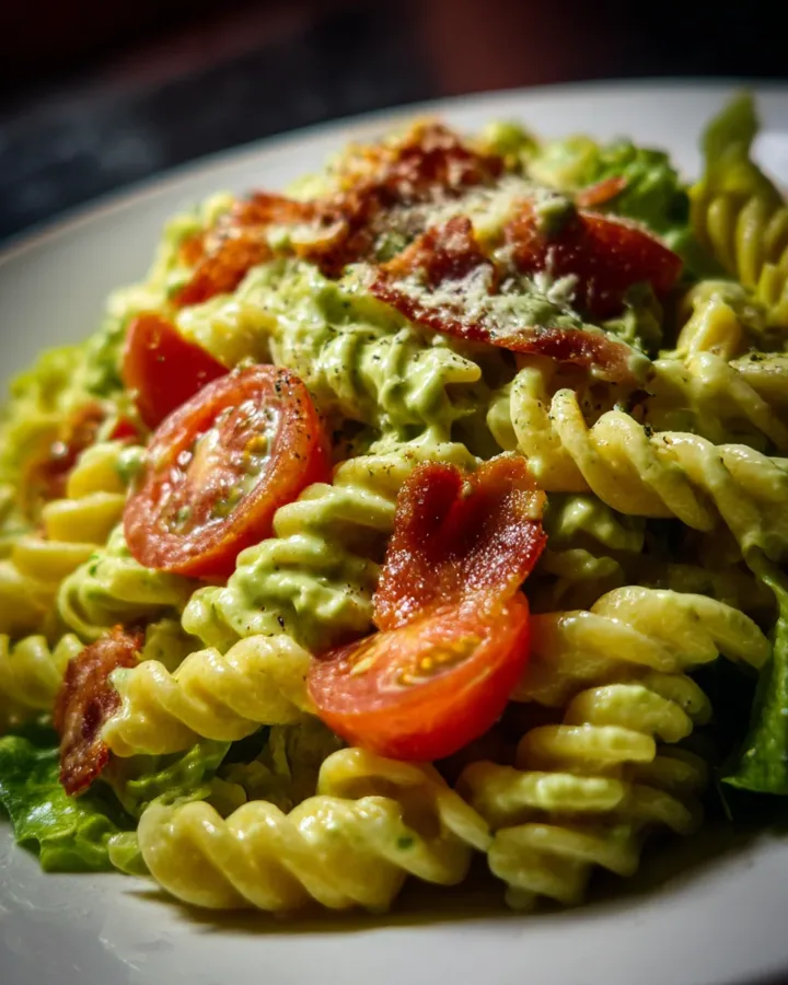 BLT Pasta Salad with Creamy Avocado Dressing