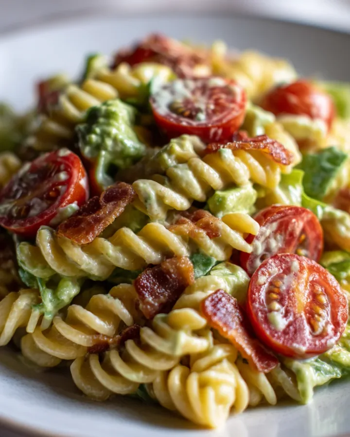 BLT Pasta Salad with Creamy Avocado Dressing