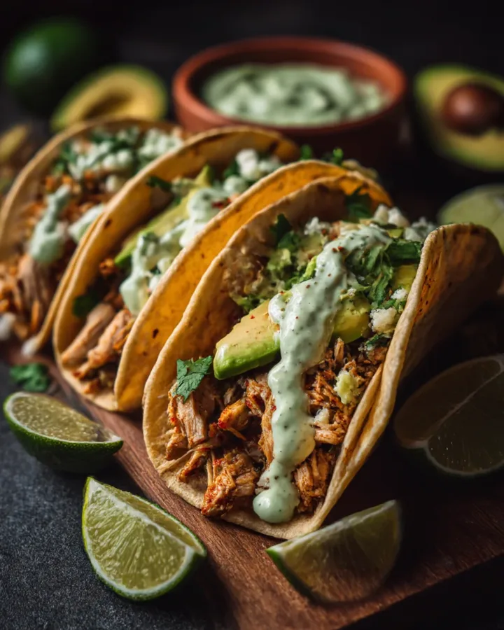 Chipotle Lime Turkey Tacos with Avocado Crema